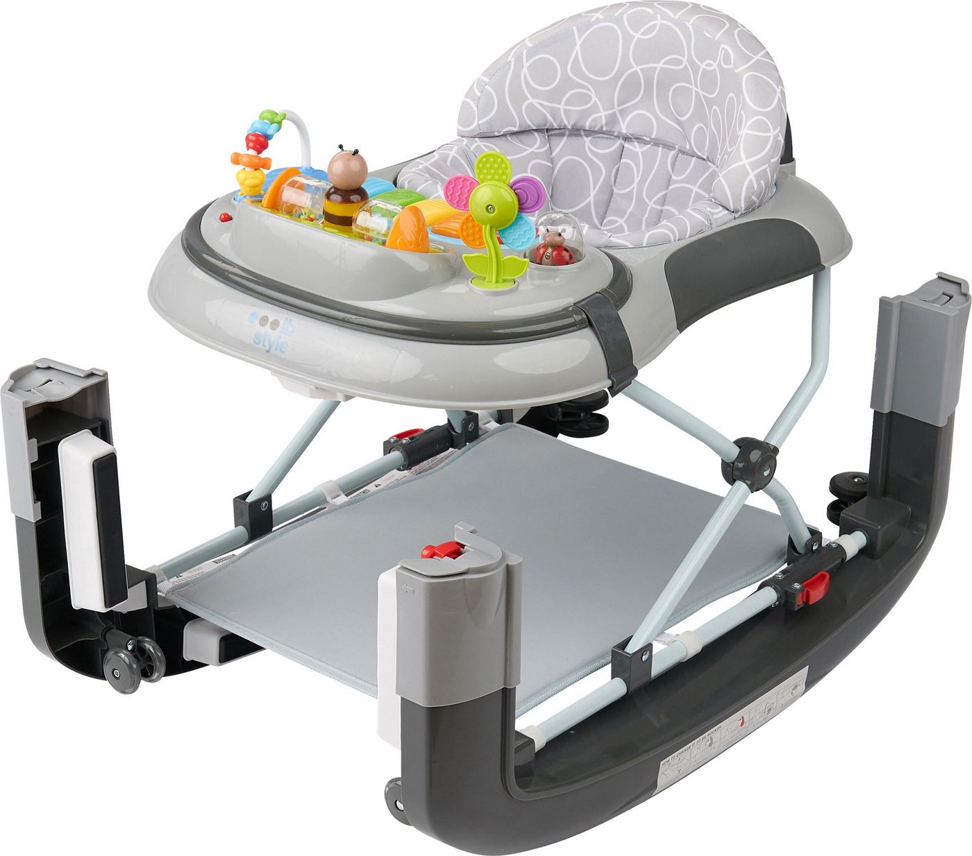 ib style Lauflernhilfe Little World Babywalker Grau, Lauflernwagen mit Schaukelfunktion & elektronischem Spielelement Bild 2