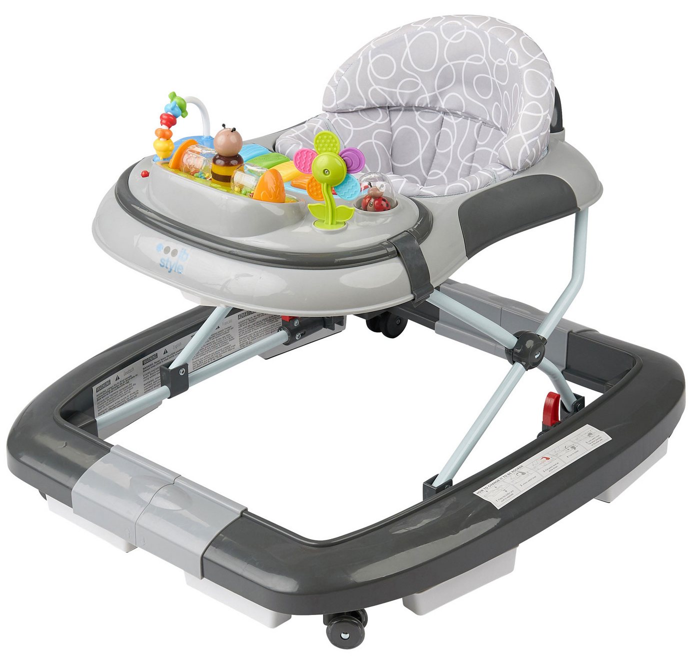 ib style Lauflernhilfe Little World Babywalker Grau, Lauflernwagen mit Schaukelfunktion & elektronischem Spielelement Bild 4