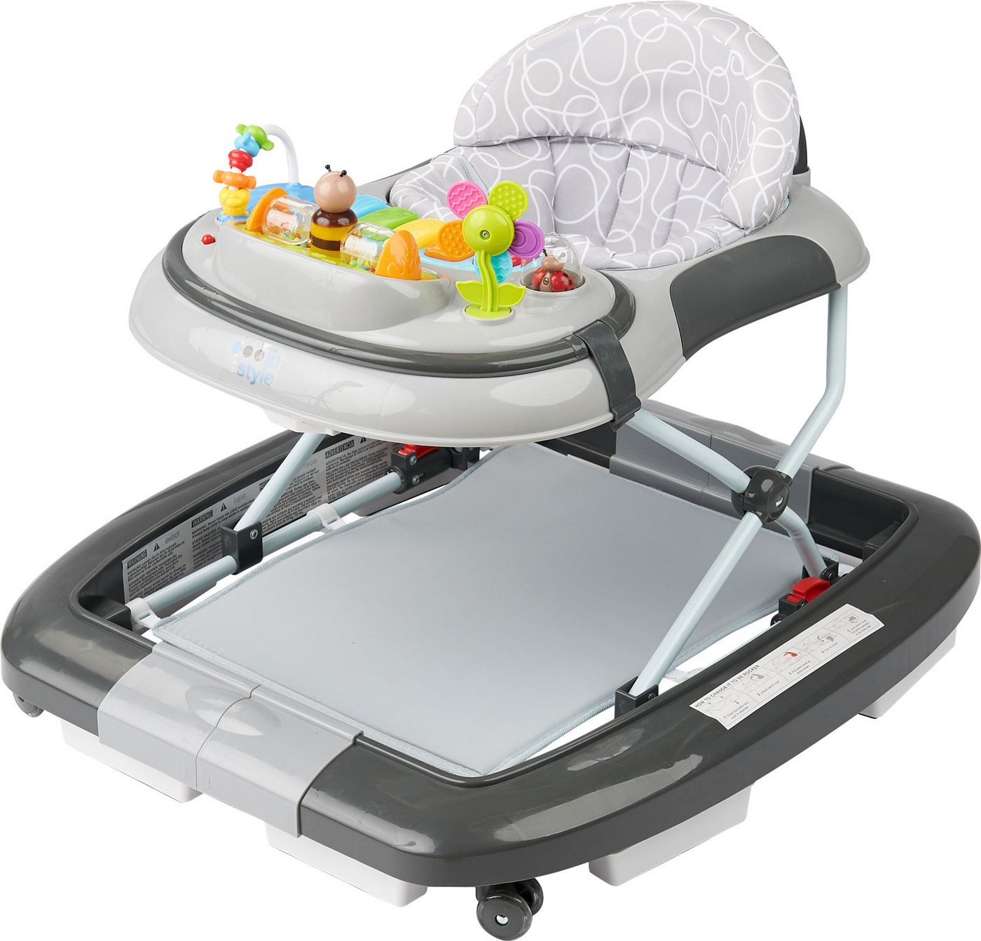 ib style Lauflernhilfe Little World Babywalker Grau, Lauflernwagen mit Schaukelfunktion & elektronischem Spielelement Bild 5