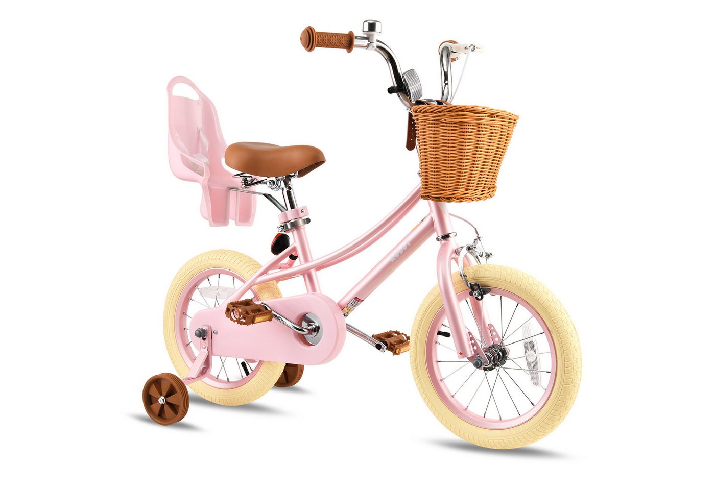 Vankel Kinderfahrrad für Mädchen, 12–20 Zoll, ab 2 jahre, 1 Gang, Mit Korb, Puppensitz und Stützrädern Bild 4