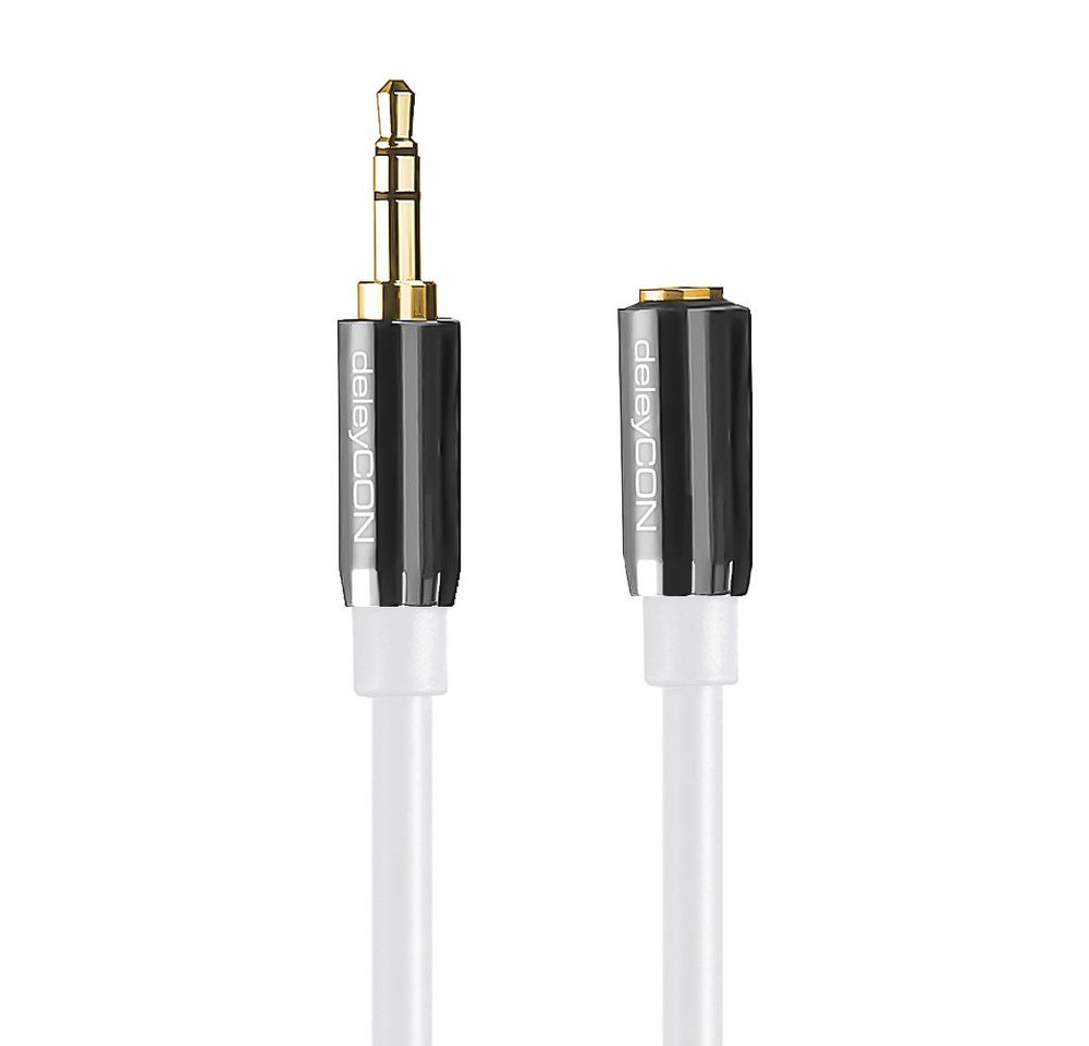 deleyCON deleyCON 3m Klinkenverlängerungskabel weiß 3,5mm Stecker zu Buchse Audio-Kabel Bild 2