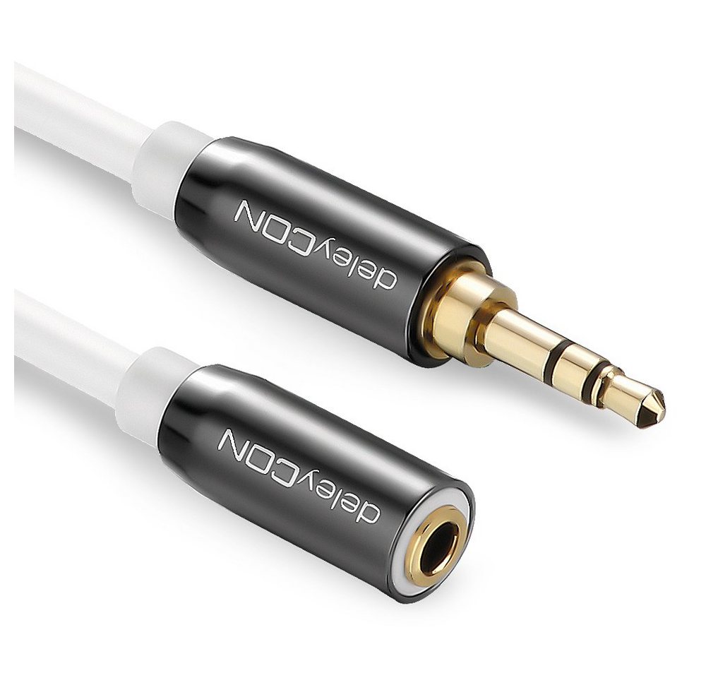 deleyCON deleyCON 3m Klinkenverlängerungskabel weiß 3,5mm Stecker zu Buchse Audio-Kabel Bild 5