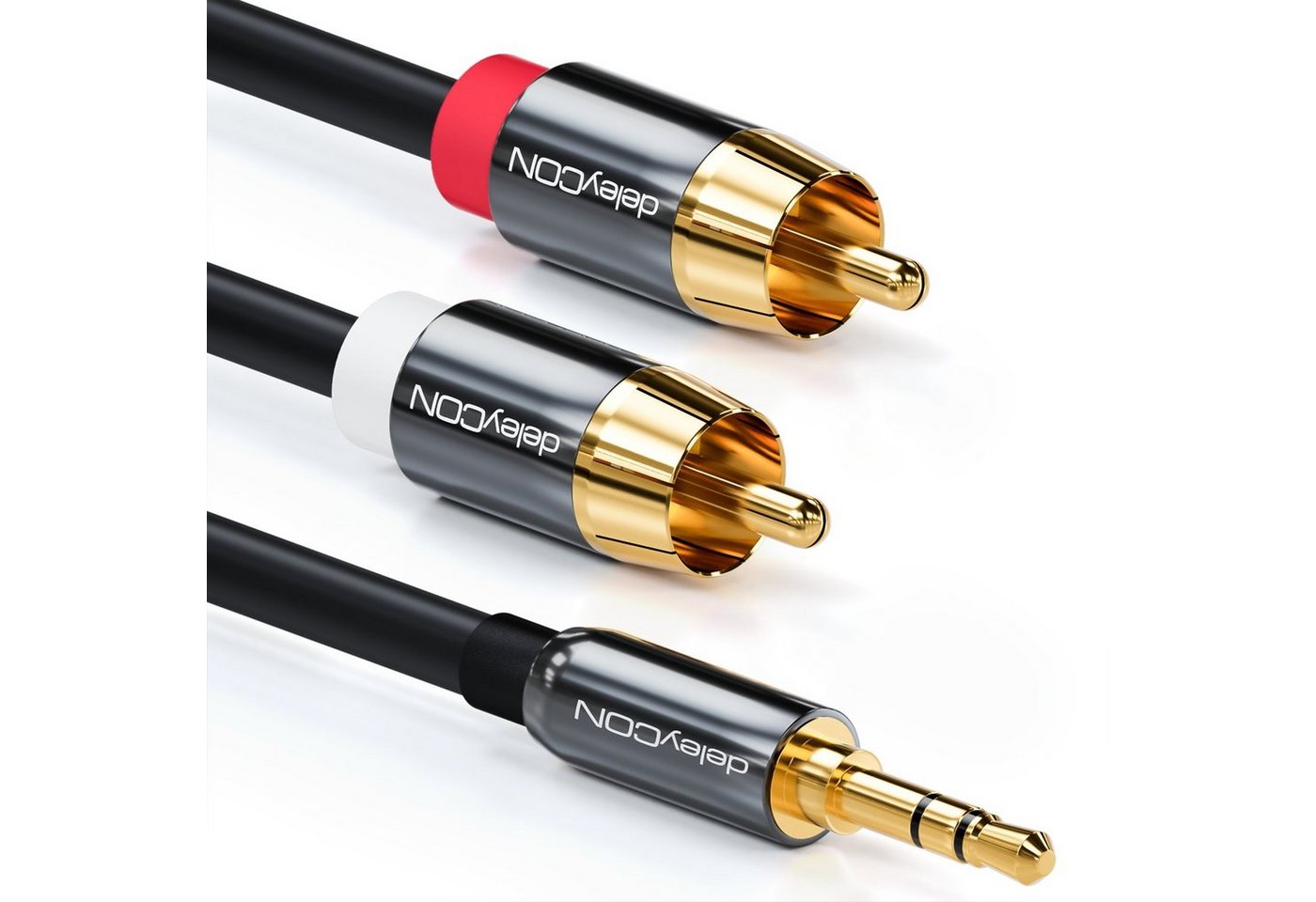 deleyCON deleyCON 10m HQ Adapter Audio Kabel - 3,5mm Klinke zu 2x Cinch Stecker Audio-Kabel Bild 4