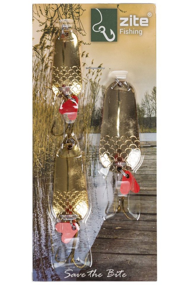 Zite Kunstköder Blinker-Set zum Raubfischangeln 16-34g Löffelblinker Gold 3 Stück Bild 5