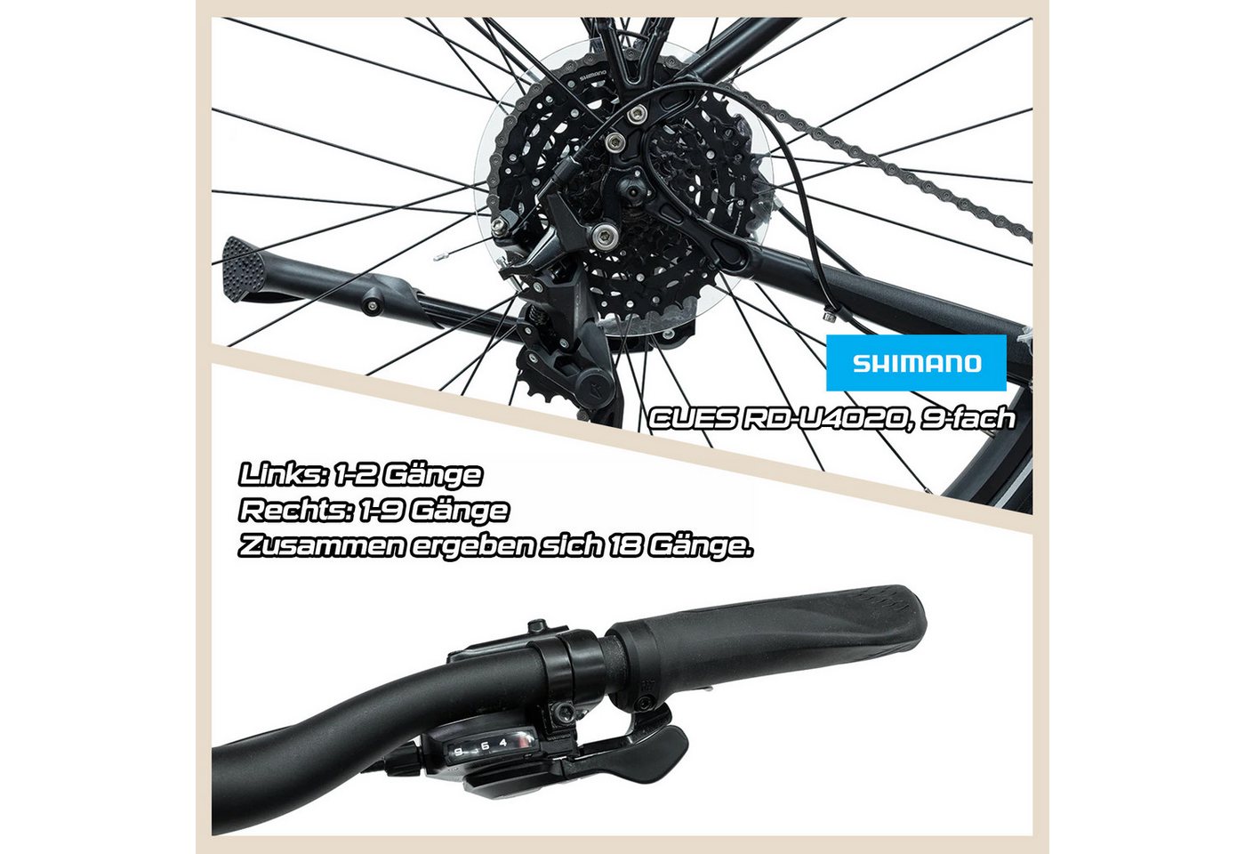 Rabeneick Cityrad Rabeneick TS5 Cityrad 28 zoll, 9-Gang Shimano Schaltung, 9 Gang SHIMANO CUES RD-U4020, 9-fach Schaltwerk, Diamant 55cm und Trapez 50cm für Damen und Herren