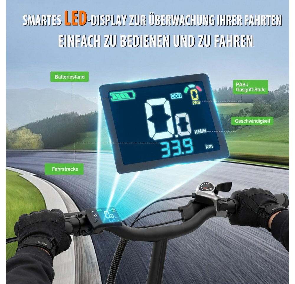 SSY E-Bike modernes City-E-Bike, Mittelmotor, (36V 15Ah Lithium-Akku), Shimano 7-Gang-Schaltung