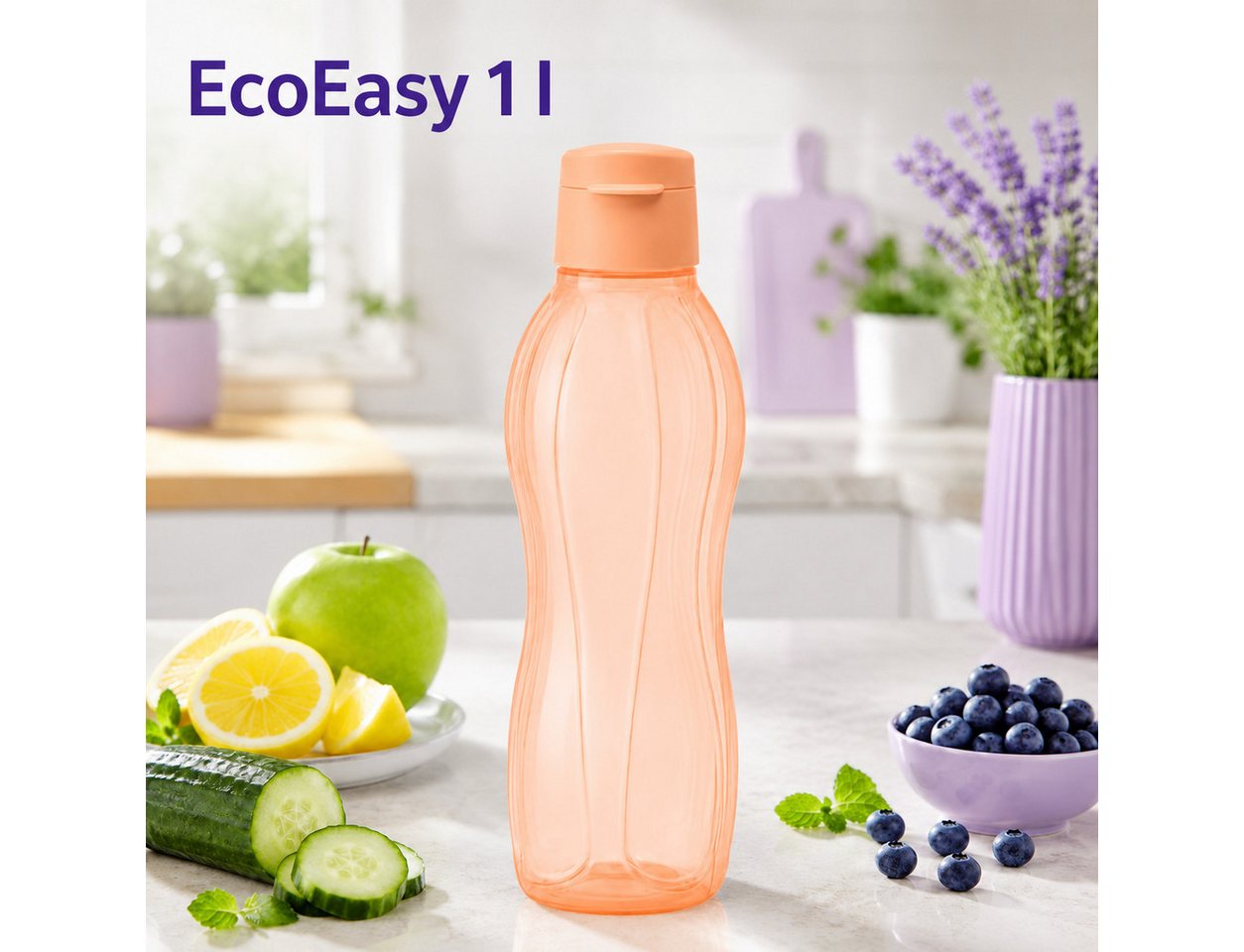 TUPPERWARE Trinkflasche Tupperware EcoEasy Trinkflasche 1 Liter in orange