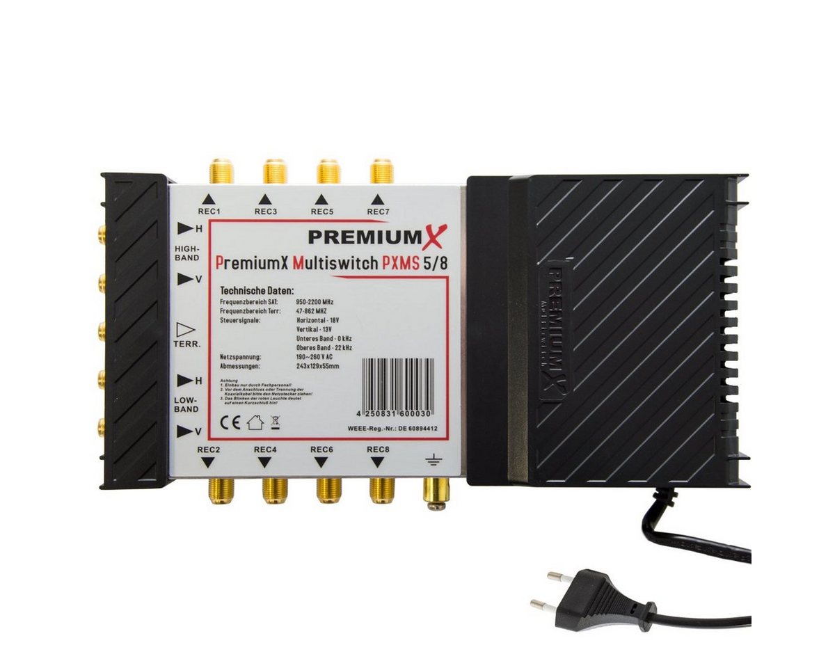 PremiumX SAT-Multischalter Multischalter PXMS-5/8 mit Netzteil Deluxe Quattro LNB 0,1dB 4K 8K Bild 3