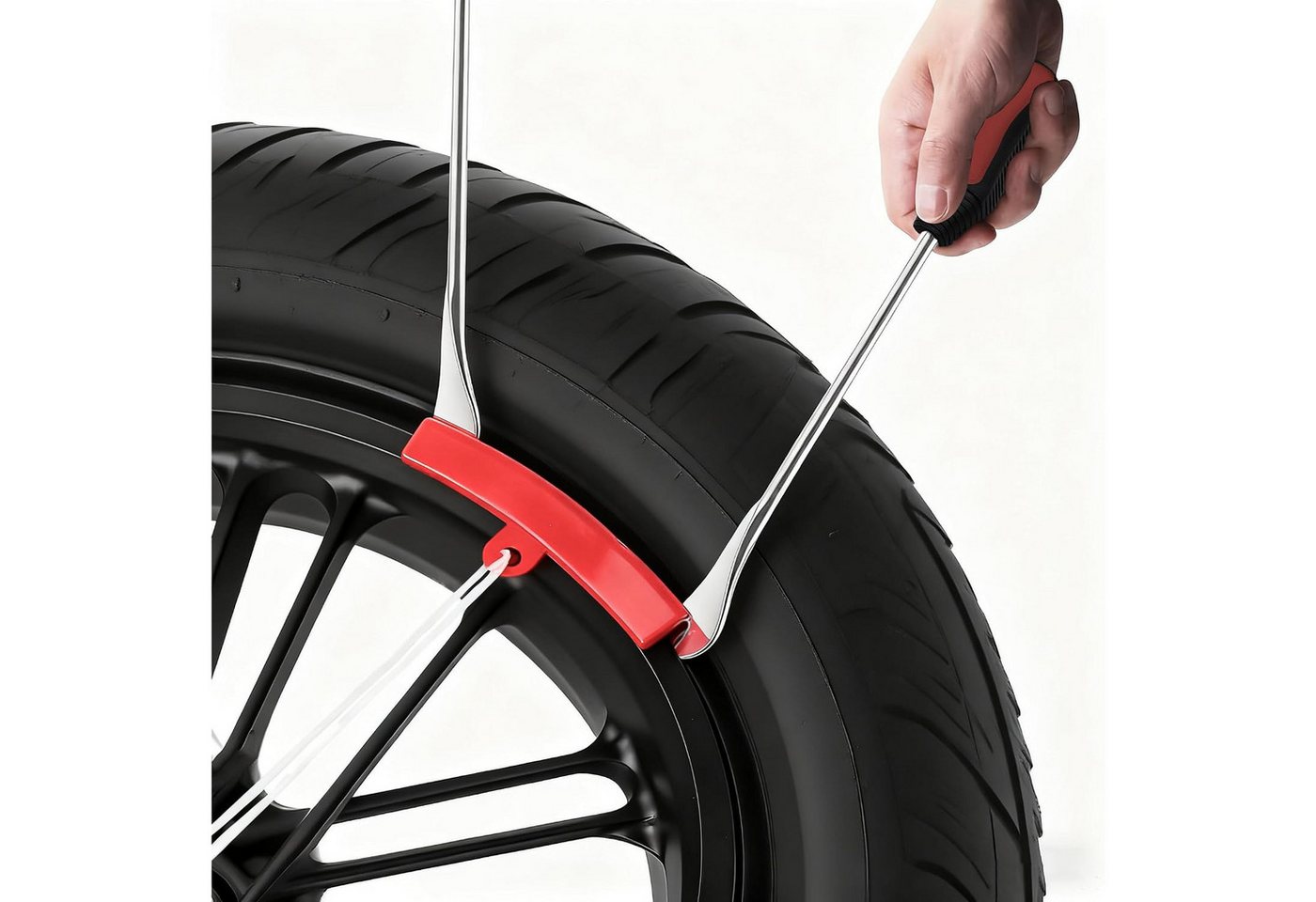 SURFOU Reifenmontierhilfe 29 Stück Reifenmontage-Set Montiereisen Reifen Werkzeug, mit Felgenschutz & Rutschfesten Griffen, Ventile, Ventilkernschlüssel & Tragtasche inklusive, für Motorrad, Fahrrad und Scooter Reifenmontage Werkzeug