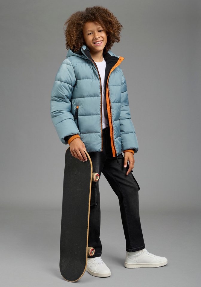 Bruno Banani Outdoorjacke BRUNO BANANI Steppjacke mit modischen Rib-Bündchen Warme Jacke mit Kapuze, Fleecefutter, windabweisend, wasserabweisend Bild 3