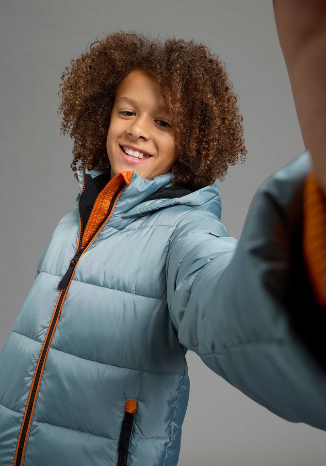 Bruno Banani Outdoorjacke BRUNO BANANI Steppjacke mit modischen Rib-Bündchen Warme Jacke mit Kapuze, Fleecefutter, windabweisend, wasserabweisend Bild 4