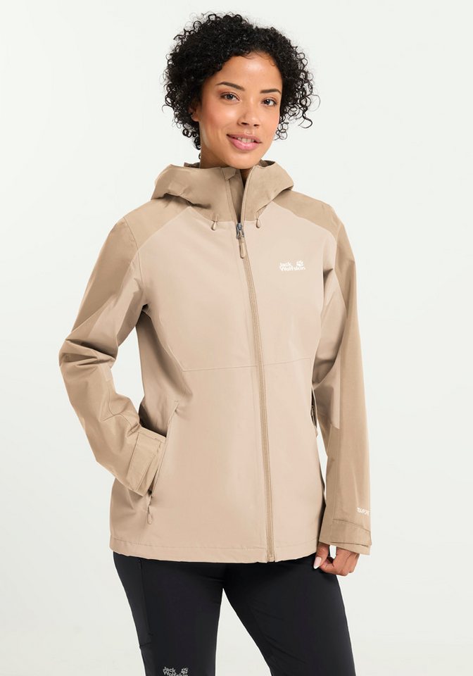 Jack Wolfskin Outdoorjacke WILDBOUND 2L JKT W mit Kapuze, atmungsaktiv, wasserdicht, windabweisend