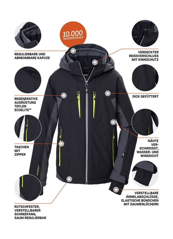Killtec Skijacke KSW 212 BYS SKI JCKT Wasserdichte Skijacke, abnehmbare Kapuze, viele Taschen Bild 3