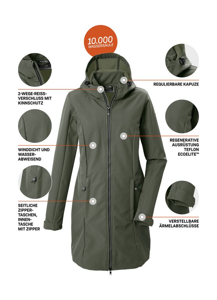Killtec Softshellparka KOW 10 WMN SFTSHLL PRK Wasserabweisender, atmungsaktiver Softshellparka mit Fleece Bild 5