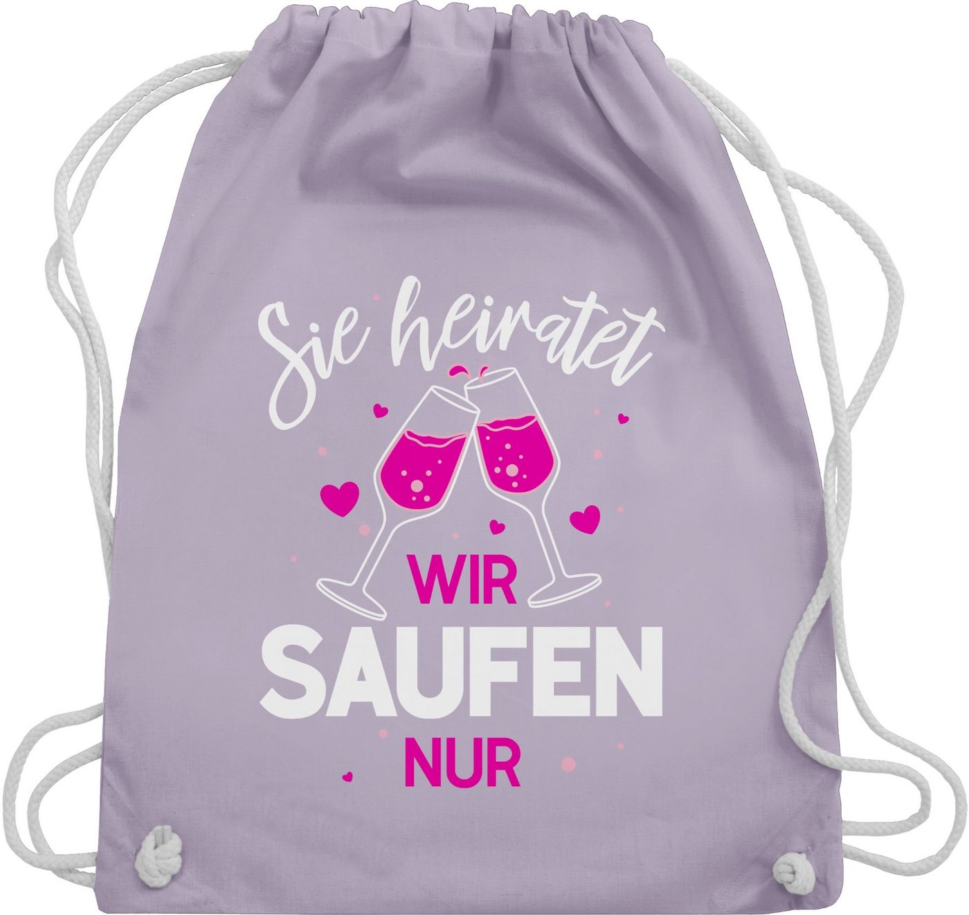 Shirtracer Turnbeutel Sie heiratet - Wir saufen nur, JGA Junggesellenabschied Frauen Bild 2