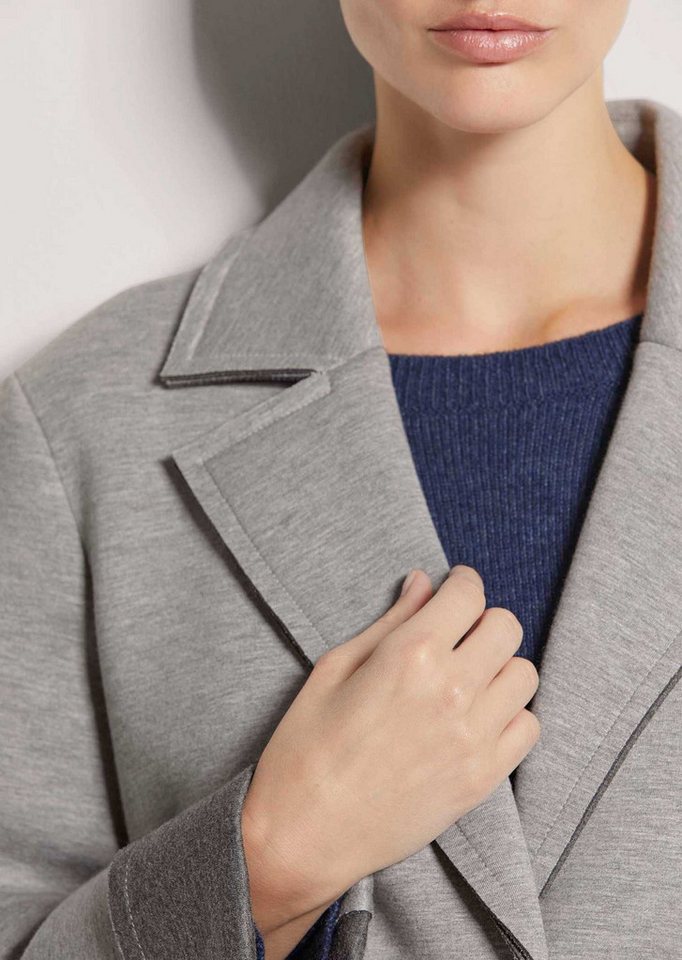MADELEINE Outdoorjacke Modische Longjacke aus Baumwollmix Uni-Design mit Reverskragen und offener Kantenverarbeitung