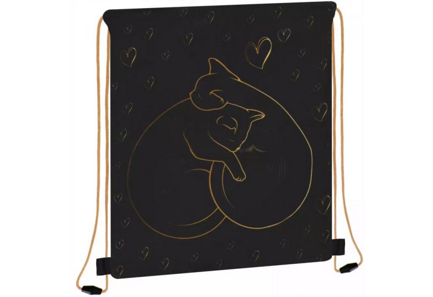 Starpak Turnbeutel Starpak Turnbeutel für Mädchen Goldene Katzen Herz 40x34 cm (1-tlg)