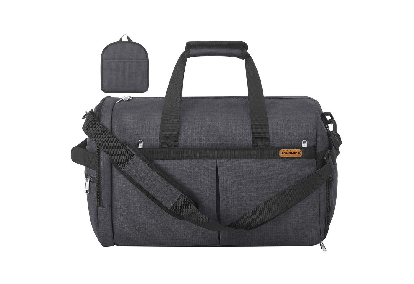 SONGMICS Reisetasche Handgepäck-Tasche, Sporttasche, faltbar mit Schuhfach und Nassfach, 50 L, 55 x 35 x 25 cm, Grau Bild 5