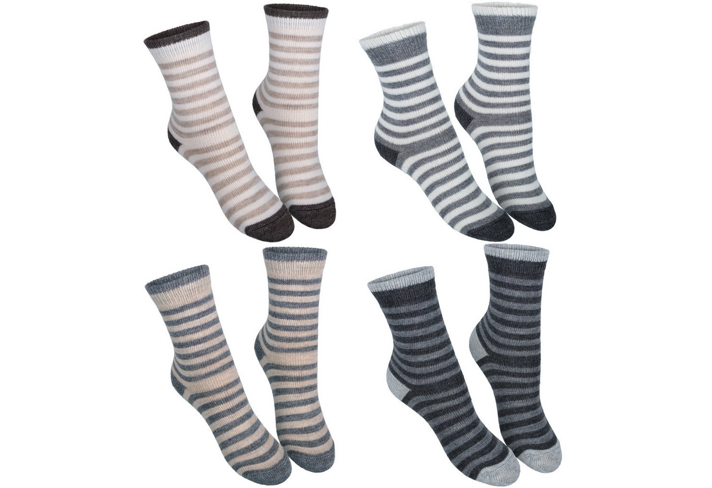 Black Snake Thermosocken Kinder Wollsocken mit Alpakawolle in Ringeloptik für Jungen & Mädchen (Socken-Set, 4-Paar) Vorgewaschene Qualität bleibt formstabil und filzt beim Waschen nicht Bild 2