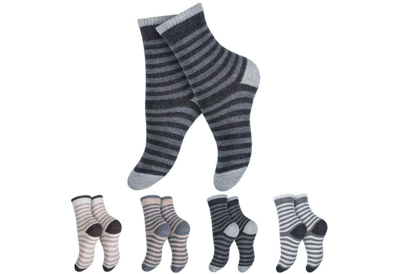 Black Snake Thermosocken Kinder Wollsocken mit Alpakawolle in Ringeloptik für Jungen & Mädchen (Socken-Set, 4-Paar) Vorgewaschene Qualität bleibt formstabil und filzt beim Waschen nicht Bild 4