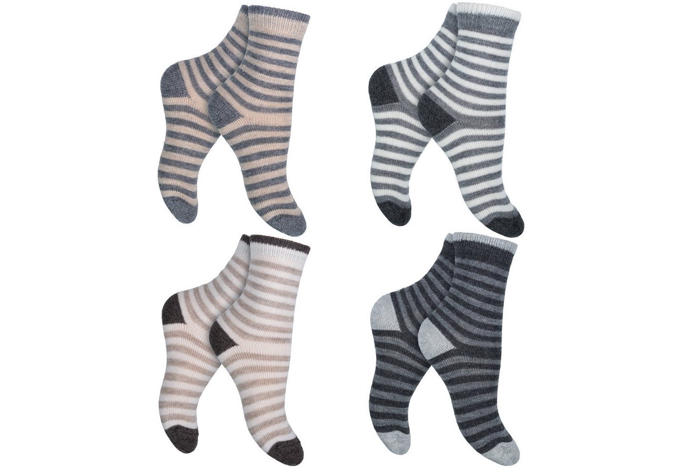 Black Snake Thermosocken Kinder Wollsocken mit Alpakawolle in Ringeloptik für Jungen & Mädchen (Socken-Set, 4-Paar) Vorgewaschene Qualität bleibt formstabil und filzt beim Waschen nicht Bild 5