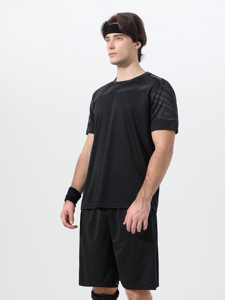 YOUTHUP Sportanzug, Herren Trainingsanzug Zweifarbig Kurzarm-Shirt und Shorts Bild 2