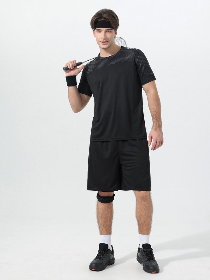 YOUTHUP Sportanzug, Herren Trainingsanzug Zweifarbig Kurzarm-Shirt und Shorts Bild 3
