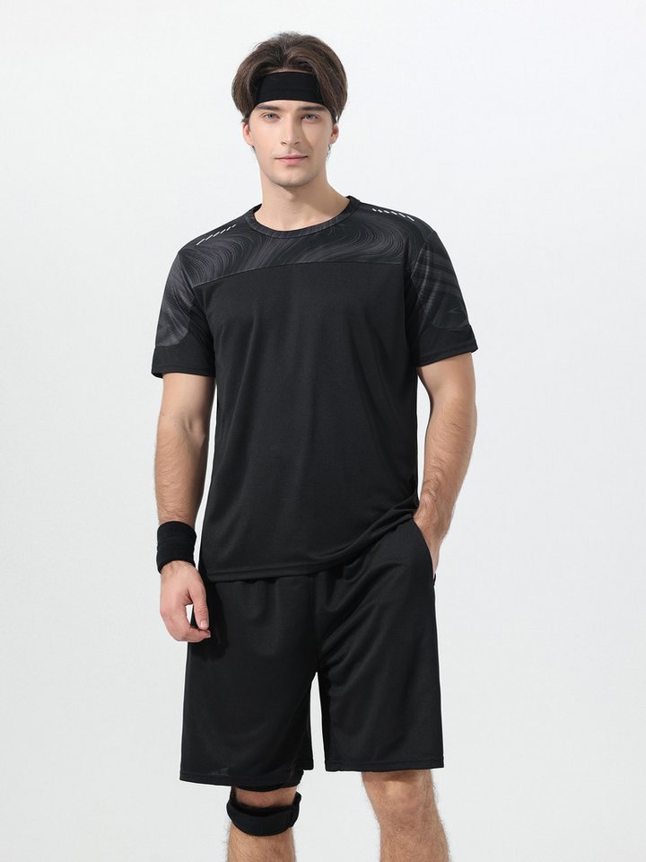YOUTHUP Sportanzug, Herren Trainingsanzug Zweifarbig Kurzarm-Shirt und Shorts Bild 5