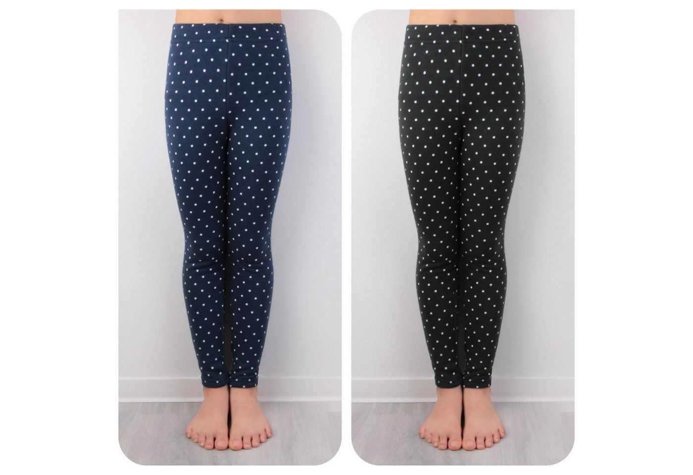 L&K-II Thermoleggings 4603 (1/2/3er-Pack, 2-tlg., 2er-Pack) gefütterte Winter Leggings Mädchen mit Punktmuster