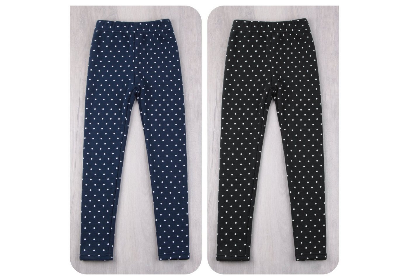 L&K-II Thermoleggings 4603 (1/2/3er-Pack, 2-tlg., 2er-Pack) gefütterte Winter Leggings Mädchen mit Punktmuster Bild 5