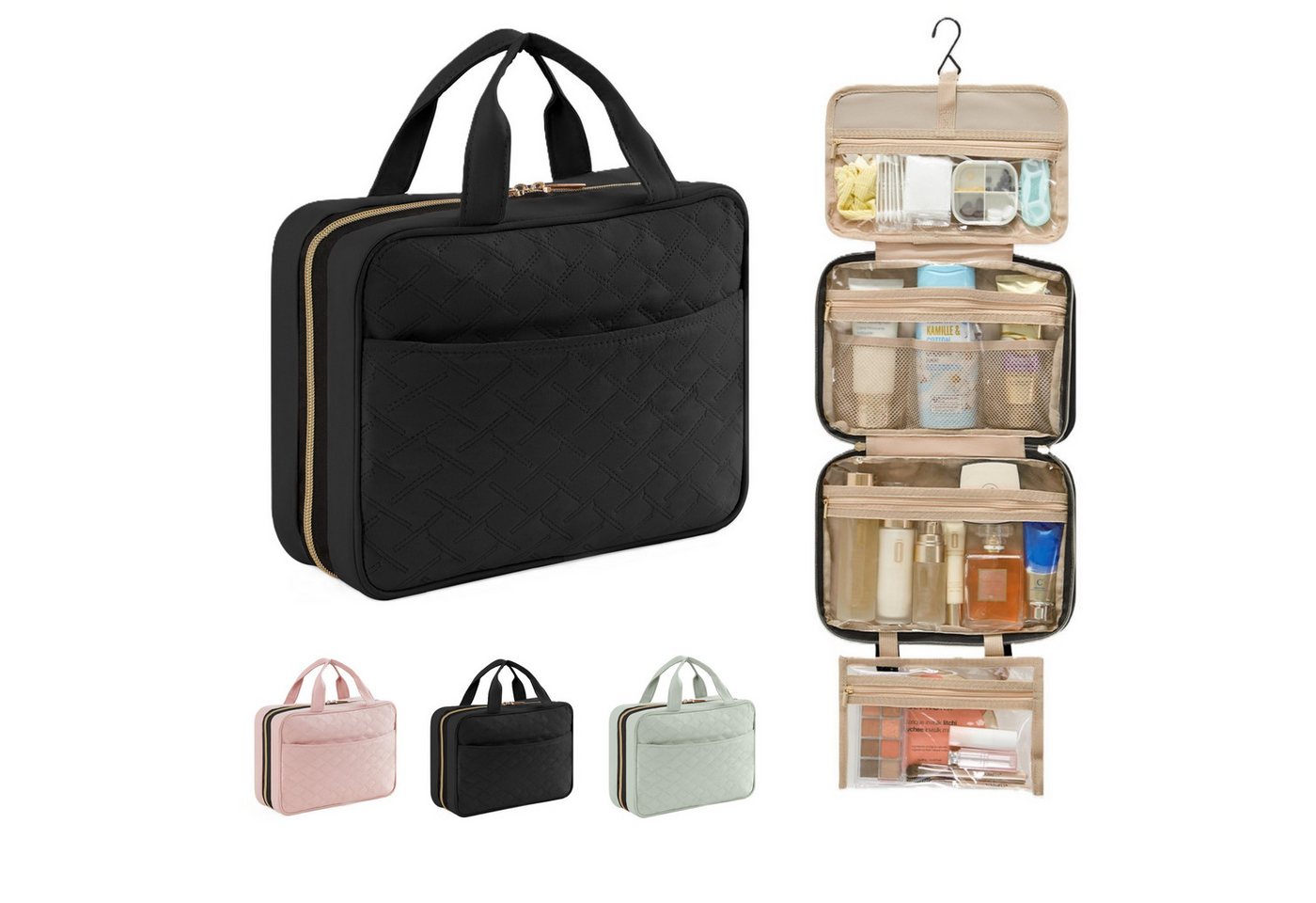Lifewit Kulturbeutel Reise Kulturtasche Damen, Wasserabweisende Kulturbeutel mit Nassfach (Set, 1-er, B/H/T 7.6/19/28 cm), Spritzwassergeschützt, Einfarbig Bild 2
