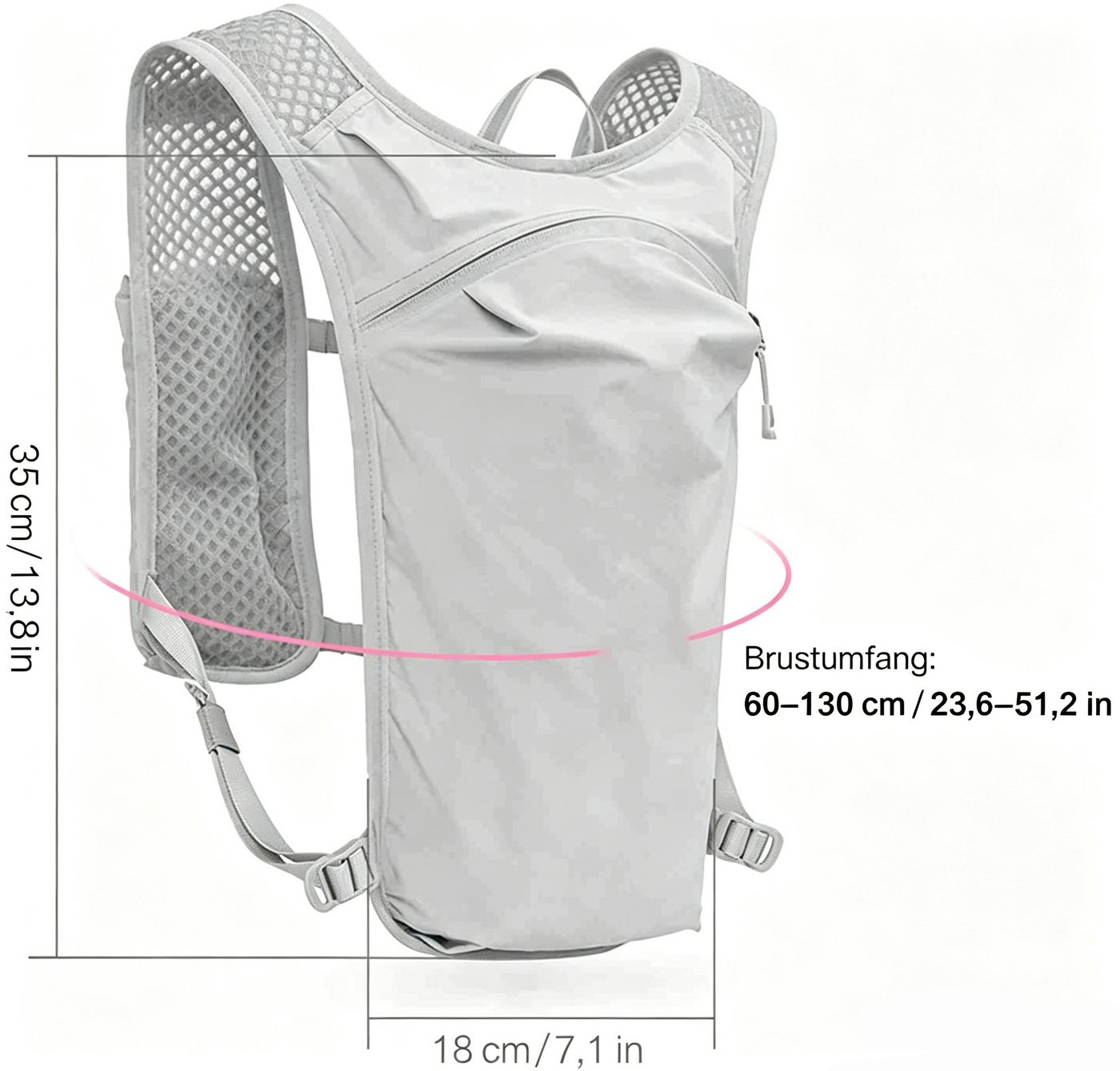 Vornix Trinkrucksack 15L Laufweste Rucksack, Leichte Laufweste für Herren Damen (Atmungsaktive Trinkweste mit Trinkblasenfach, Handytasche & Flaschenhalter), Verstellbar für Joggen, Radfahren, Trailrunning