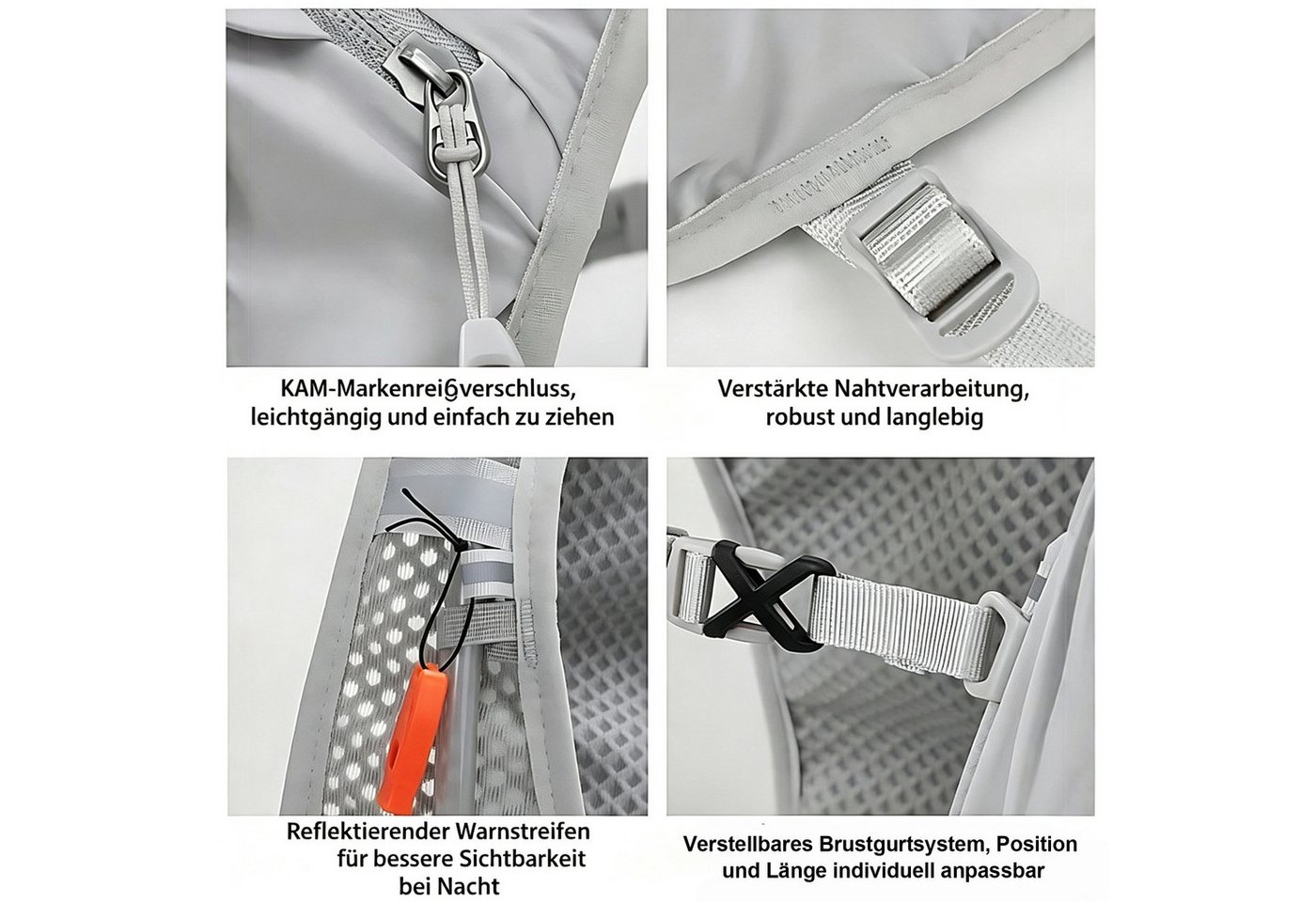 Vornix Trinkrucksack 15L Laufweste Rucksack, Leichte Laufweste für Herren Damen (Atmungsaktive Trinkweste mit Trinkblasenfach, Handytasche & Flaschenhalter), Verstellbar für Joggen, Radfahren, Trailrunning Bild 4