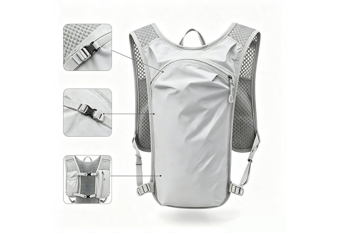 Vornix Trinkrucksack 15L Laufweste Rucksack, Leichte Laufweste für Herren Damen (Atmungsaktive Trinkweste mit Trinkblasenfach, Handytasche & Flaschenhalter), Verstellbar für Joggen, Radfahren, Trailrunning Bild 5