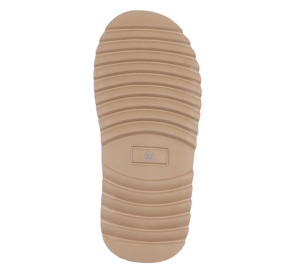 Ital-Design Echtleder Damen Slip-on Plateau Clog mit Profilsohle Snowboots (92392423) Flach Stiefeletten in Hellbraun Bild 5
