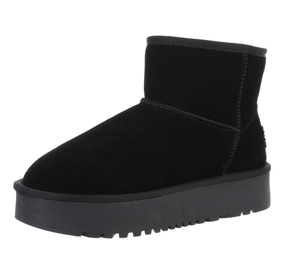 Ital-Design Echte Lederstiefel für Damen – Bequem und Stylish Snowboots (88519328) Flach Stiefeletten in Schwarz Bild 3