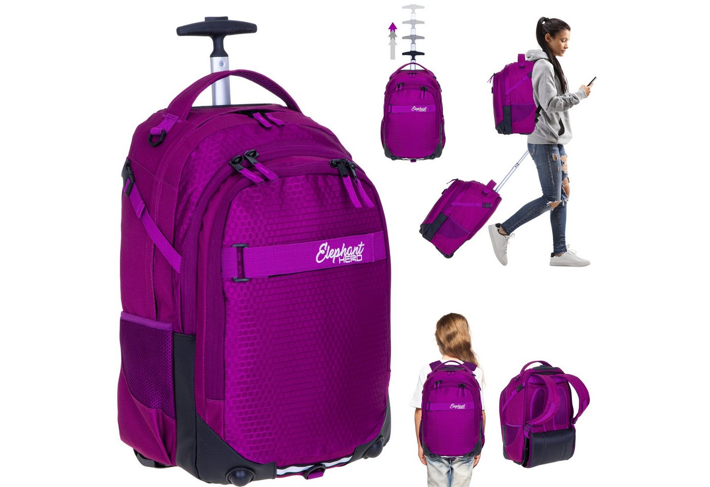 ELEPHANT Schulrucksack Trolley Schultrolley Hero Signature (2 Teile, Trolley + Heftbox A4), Schultasche mit Räder Rucksack Kinder Schule + Heftbox Bild 3