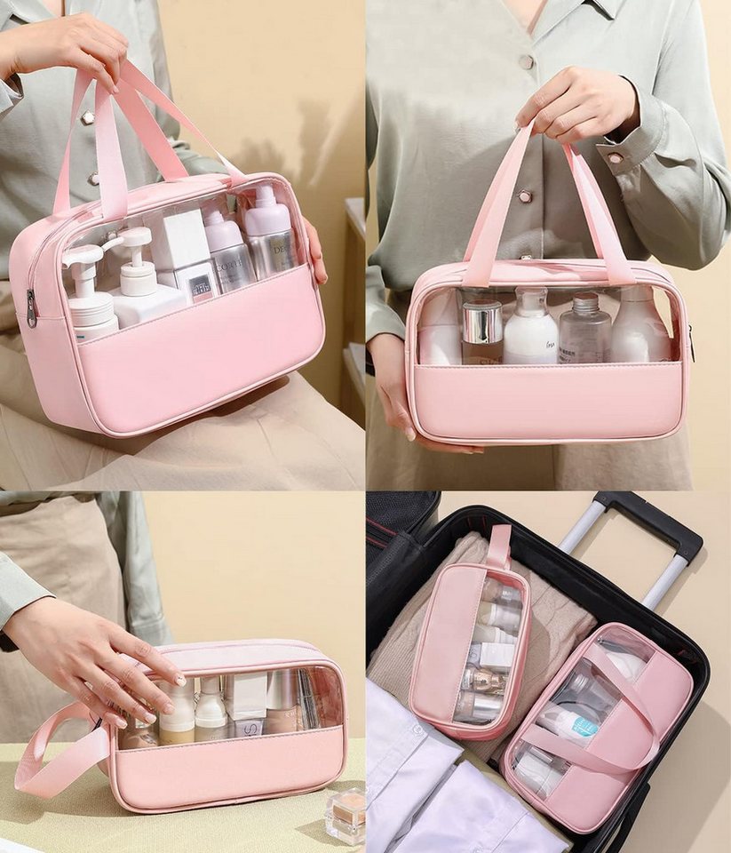 Coonoor Kosmetiktasche 3 Stück Wasserdicht PVC Kulturbeutel für Damen,Leicht Bild 4