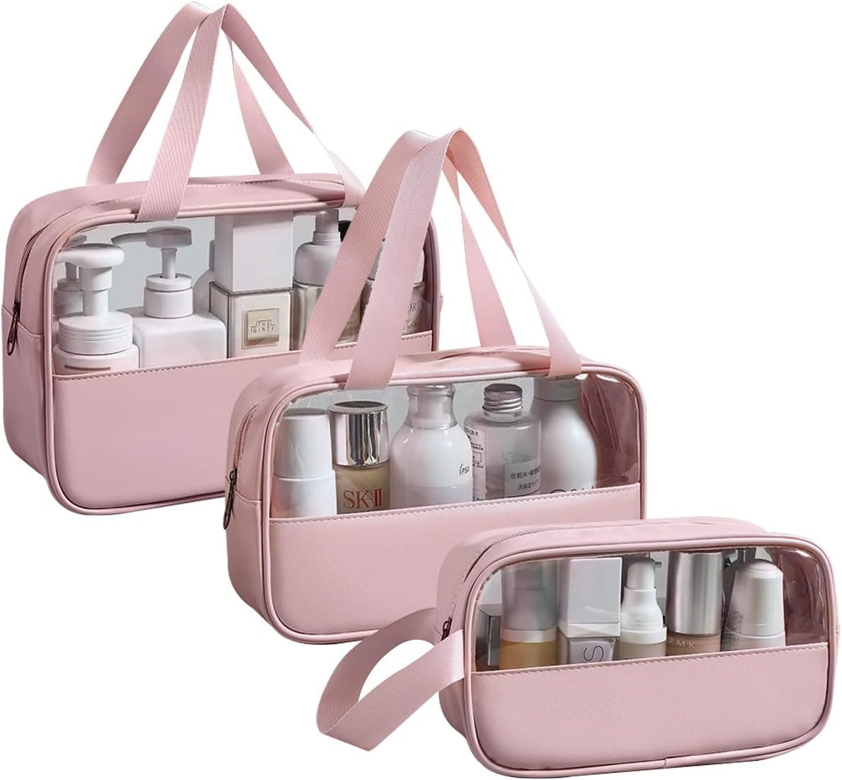 Coonoor Kosmetiktasche 3 Stück Wasserdicht PVC Kulturbeutel für Damen,Leicht Bild 5