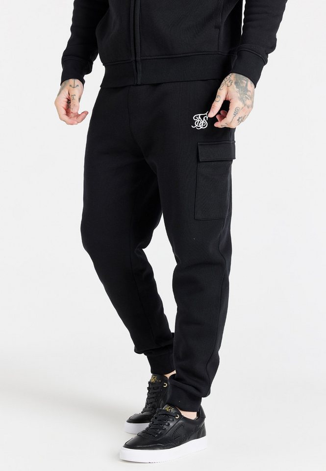 Siksilk Jogger Pants SikSilk Herren Schwarze Essential Cargo Jogginghose