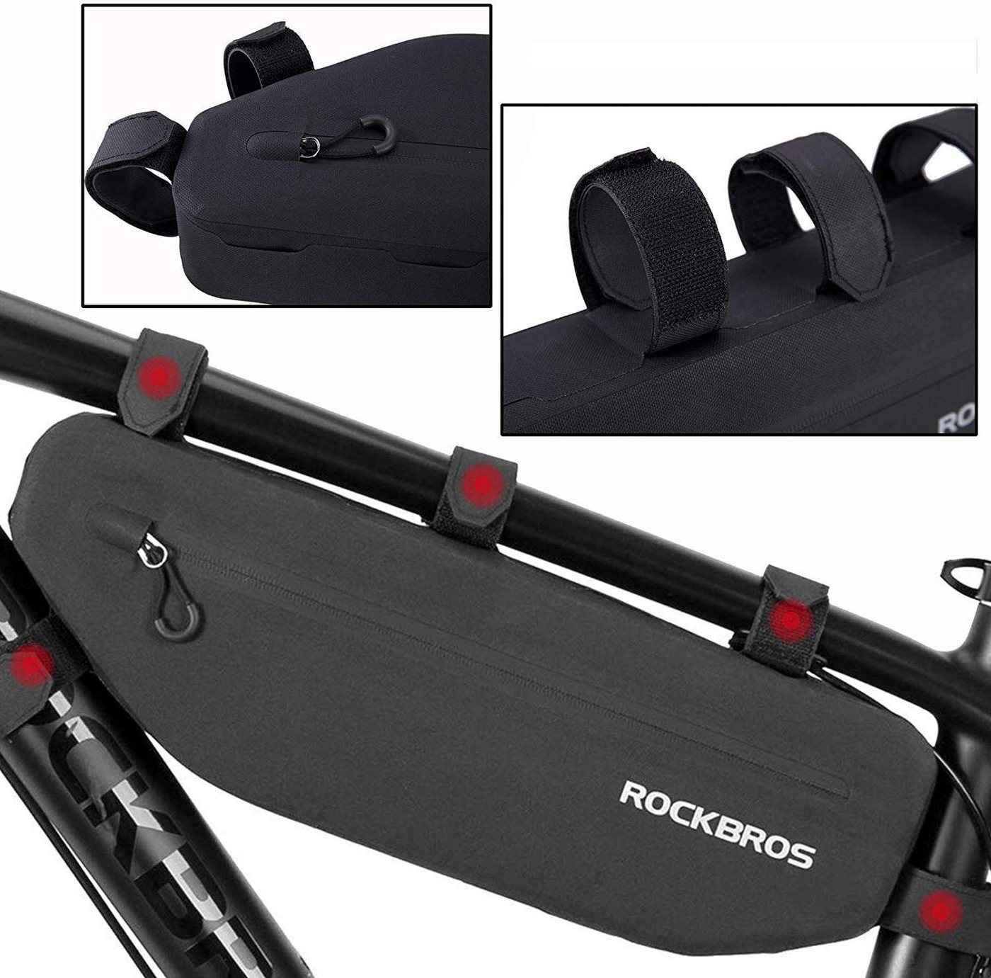 ROCKBROS Fahrradtasche Wasserdicht Rahmentasche (1-tlg), Triangle Bag Dreiecktasche ca.3L Schwarz Bild 5