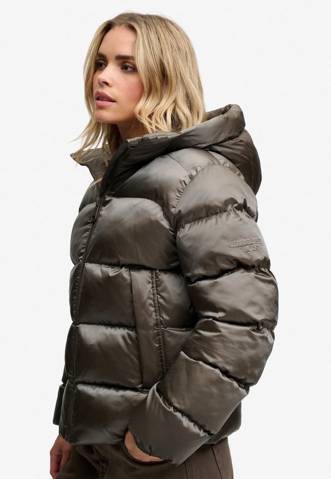 Superdry Outdoorjacke HOODED SHINE PUFFER JACKET Deep Khaki Green Bild 5