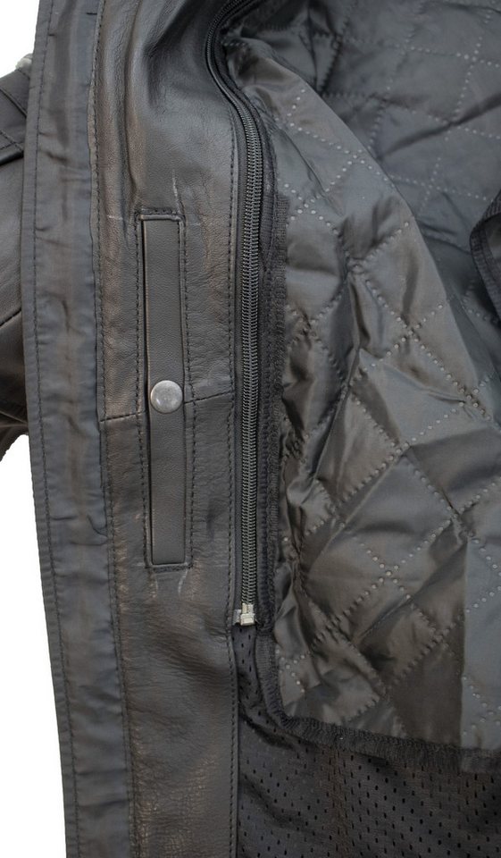 MDM Motorradjacke Herren Motorrad Lederjacke Echtleder Retro Bikerjacke Protektoren (Set, 1x Motorrad Lederjacke, 5x Protektoren) Retro Used Look, Herausnehmbare Protektoren, Thermofutter Bild 3