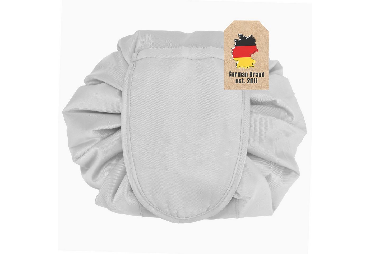 Intirilife Kosmetiktasche (Kulturbeutel mit Kordelzug in HELL GRAU, 1-tlg), Runder One Step Kosmetikbeutel Kosmetiktasche
