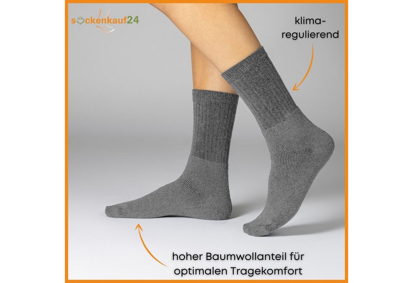 sockenkauf24 Tennissocken 10, 20, 30 Paar Sportsocken Arbeitssocken Herren & Damen (Anthazit, 10-Paar, 43-46) Socken Baumwolle 10100 Bild 3