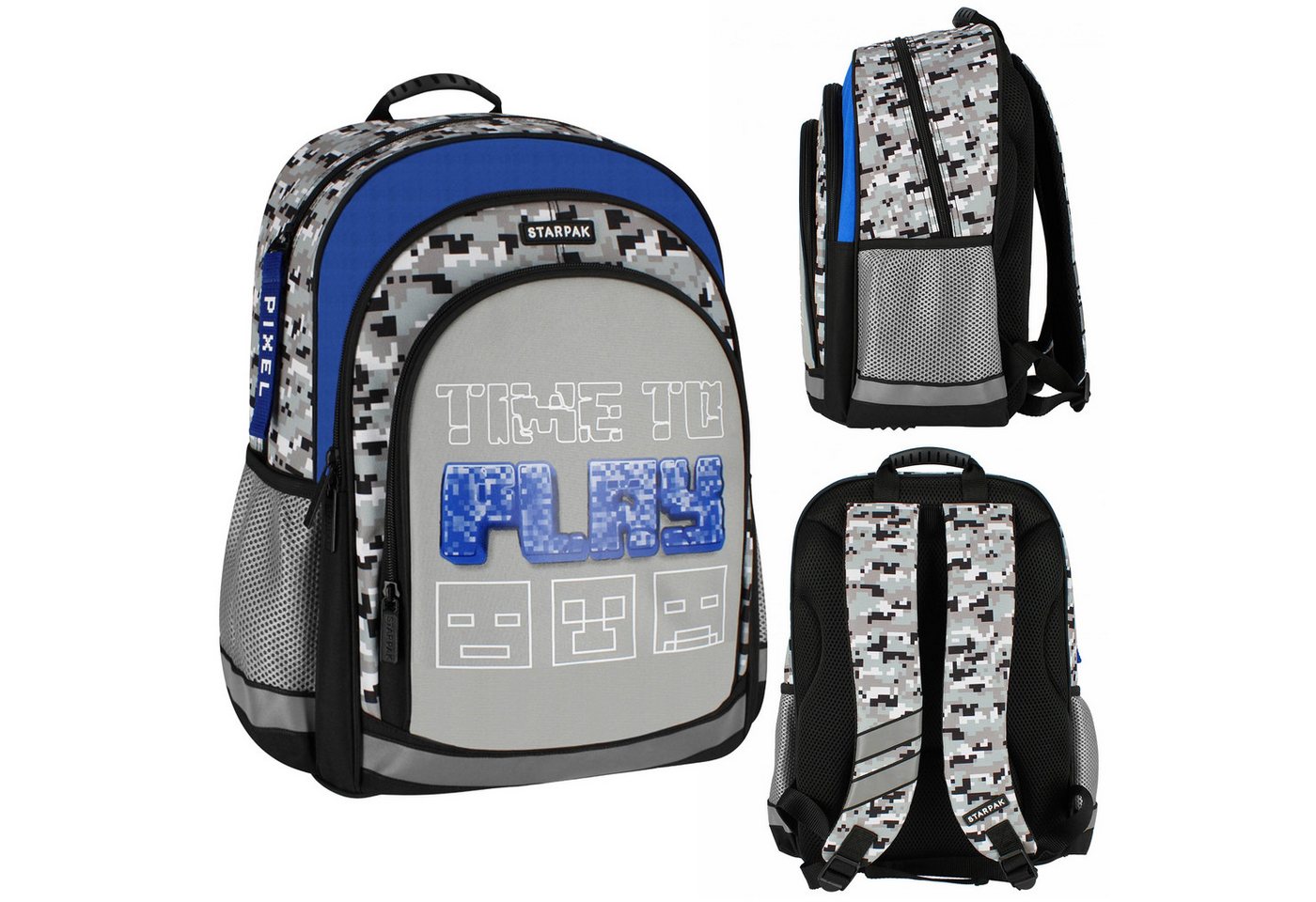 Sarcia.eu Schulrucksack Grauer Pixel Schulrucksack für Jungen, geräumig 40x29x20cm, gepolstert Bild 5