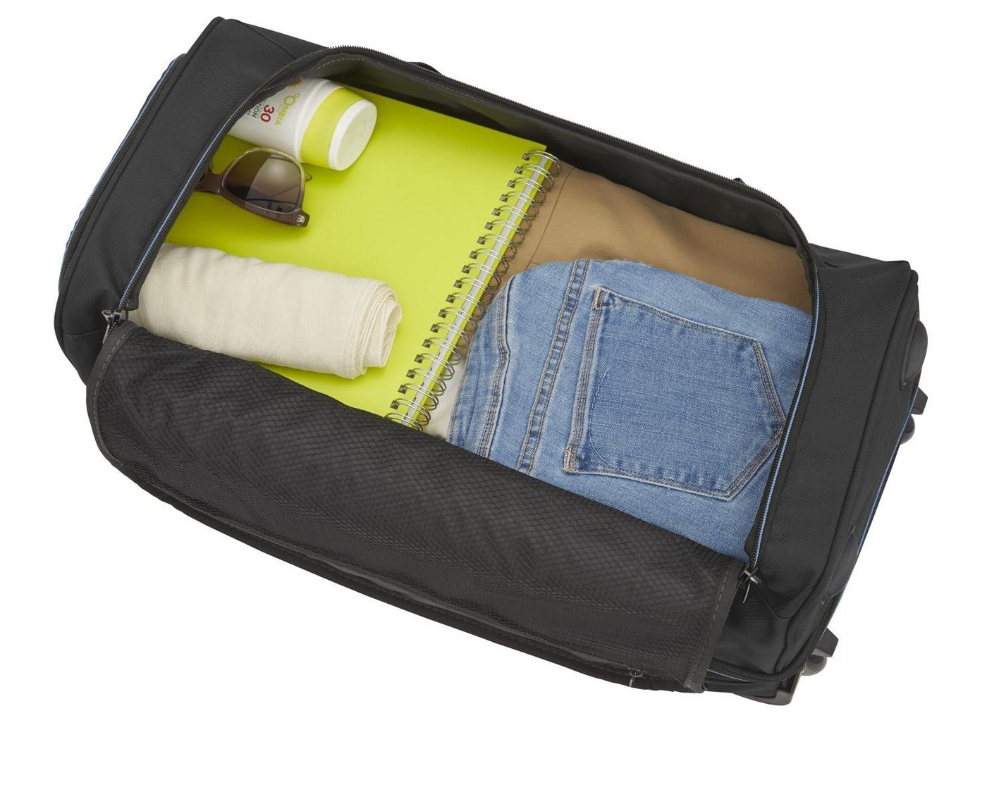 travelite Reisetasche Trolley-Reisetasche S 55cm, mit Dehnfalte, schwarz blau Bild 2