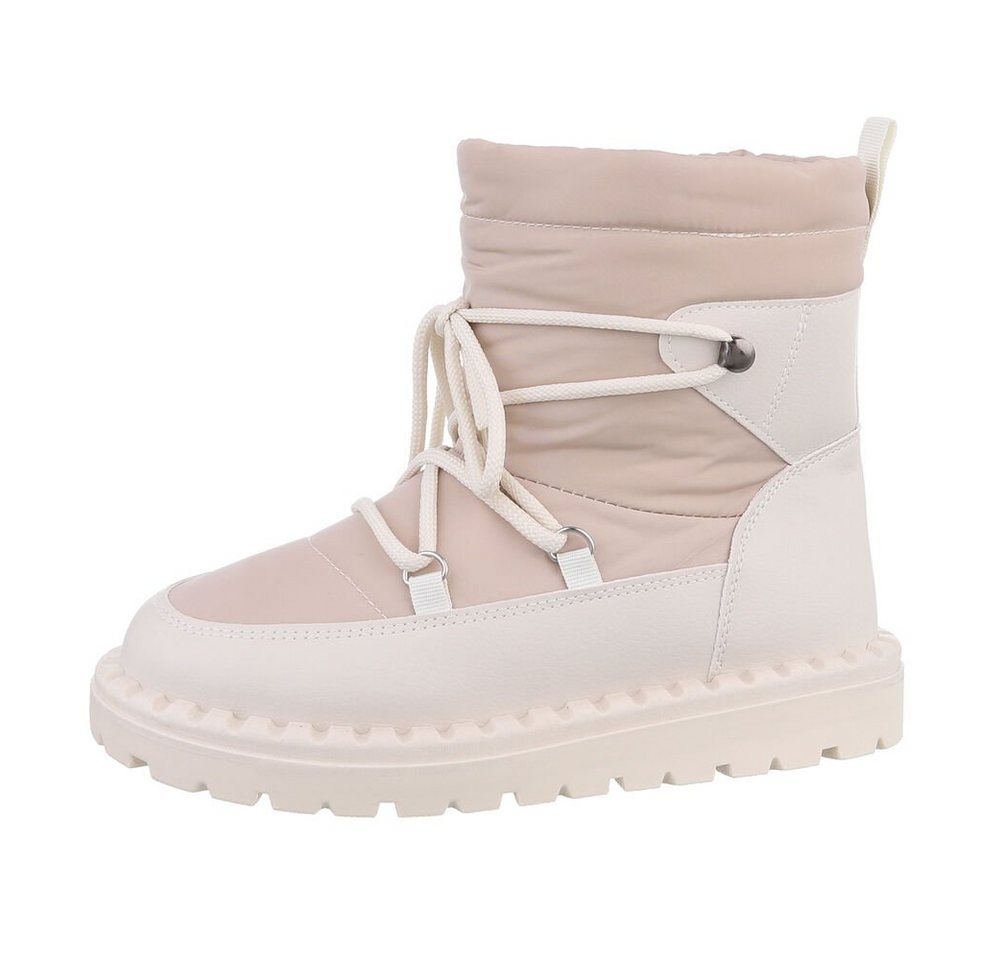 Ital-Design Damen Snowboots Freizeit Snowboots Flach Schnürstiefeletten in Beige