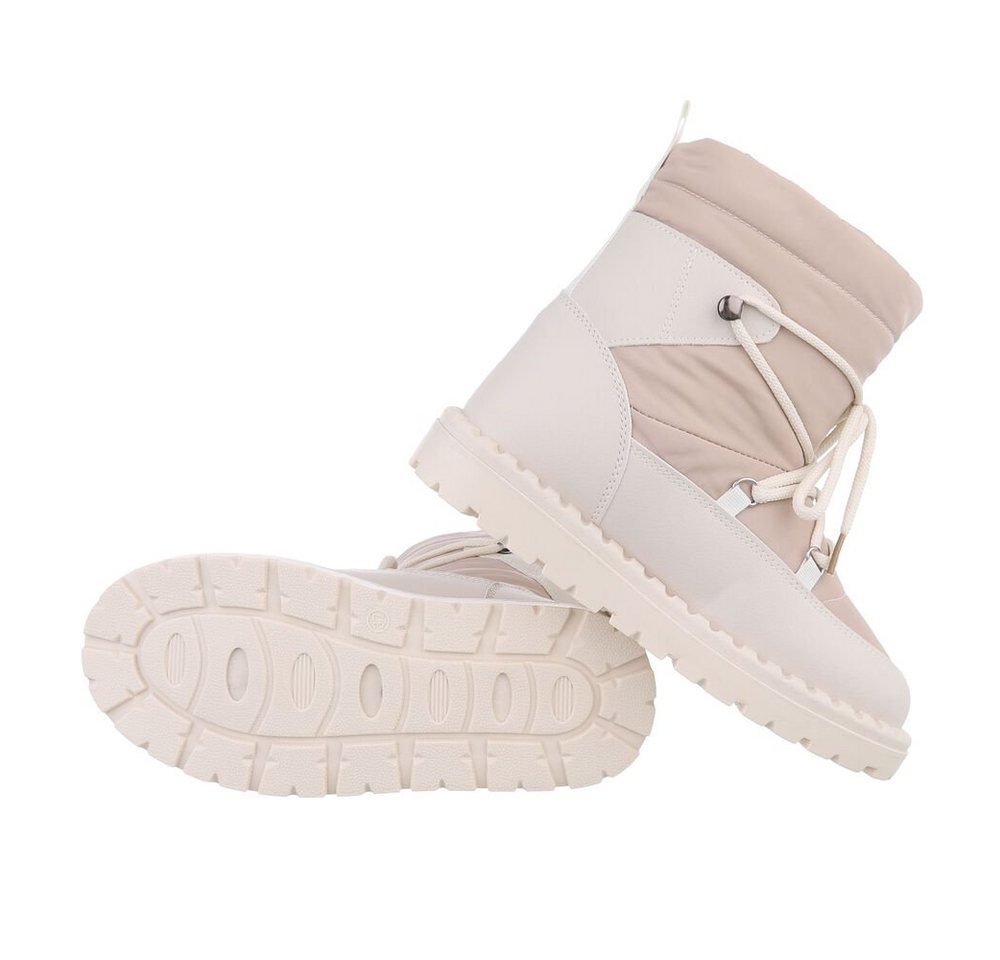 Ital-Design Damen Snowboots Freizeit Snowboots Flach Schnürstiefeletten in Beige Bild 2