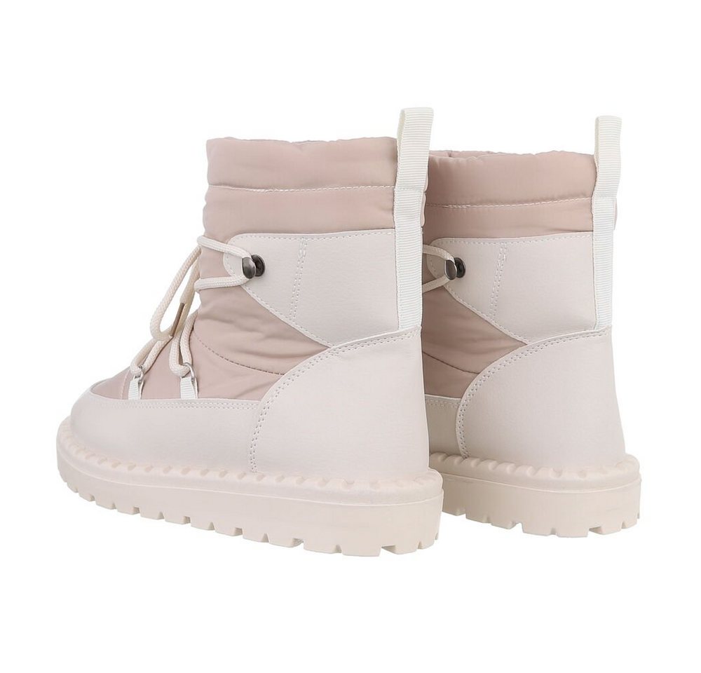 Ital-Design Damen Snowboots Freizeit Snowboots Flach Schnürstiefeletten in Beige Bild 3